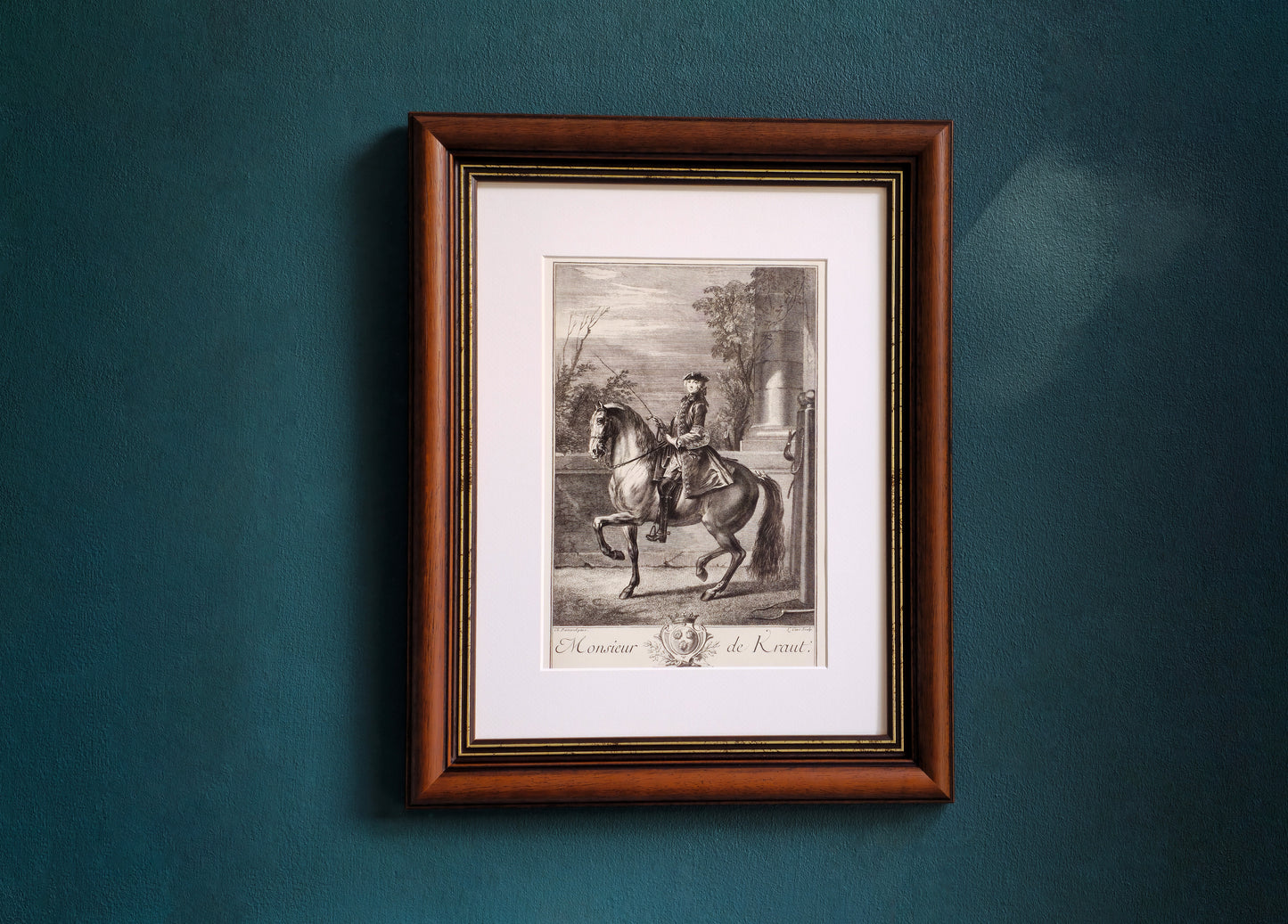 Framed fine art print of François Robichon de La Guérinière de la gueriniere in piaffe kraut